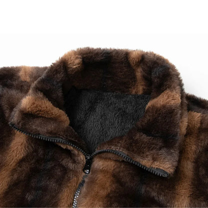 Men’s Faux Fur Jacket | Oversized Plush Fit & Ribbed Trim | Cold Weather Statement