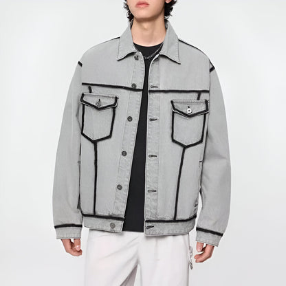 Contrast Stitch Overshirt Jacket | Wool Blend | Relaxed Fit