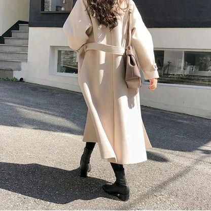 Long Belted Wool-Blend Coat | Double-Breasted Winter Trench | Elegant Cold Weather Outerwear Canada