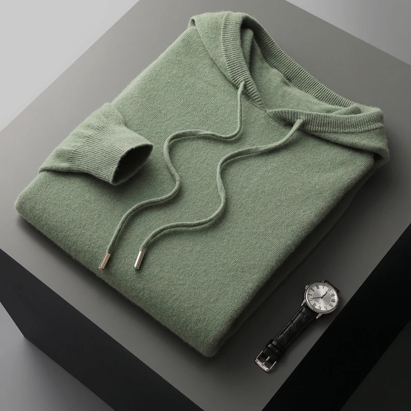 Men's Knit Hoodie | Lightweight Pullover with Drawstring Hood | Soft Fall Layer