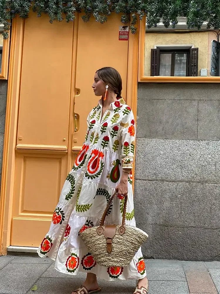 Boho Oversized Maxi Dress | Bold Floral Print | Lightweight Fabric | Casual Chic Style