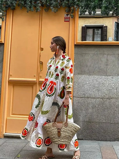 Boho Oversized Maxi Dress | Bold Floral Print | Lightweight Fabric | Casual Chic Style