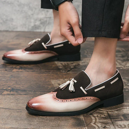 Men’s Tassel Loafers | Two-Tone Wingtip | Classic Leather Slip-Ons