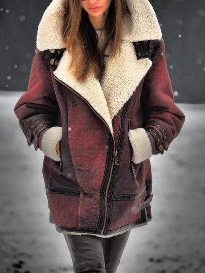 Faux Shearling Aviator Jacket | Plush Lining | Oversized Collar | Winter Luxe Style