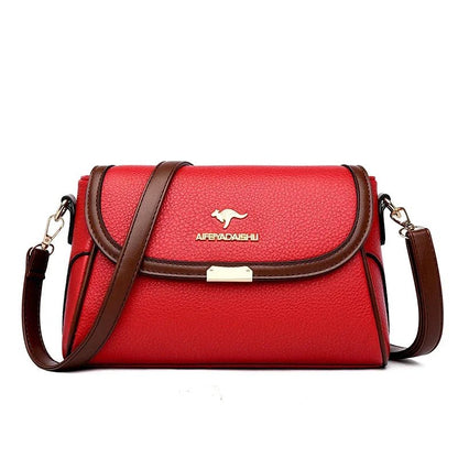 Flap Shoulder Bag | PU Leather | Contrast Trim & Crossbody Strap