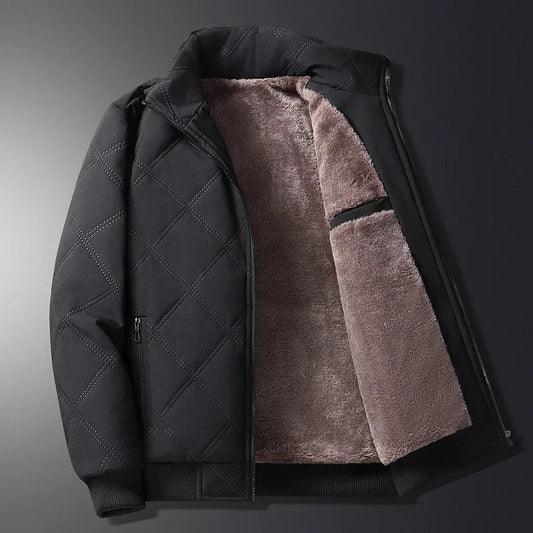 Men's Quilted Jacket | Plush Lined Interior | Warm Insulation | Winter Casual Style