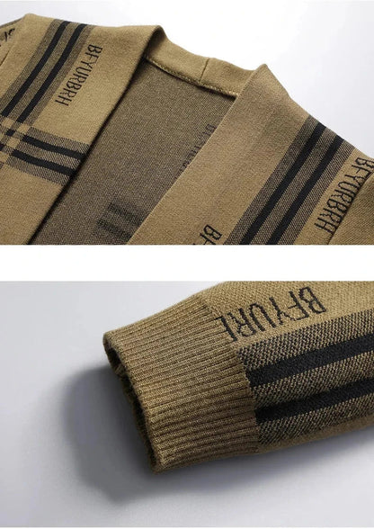 Open Front Knit Cardigan | Plaid Graphic Pattern with Relaxed Drape