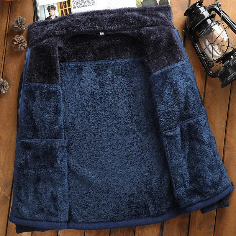 Men’s Sherpa Fleece Zip Jacket | Contrast Panels | Midweight Fall Layer