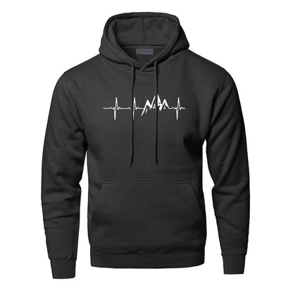 Men's Graphic Hoodie | Mountain Heartbeat Print | Midweight Fleece Pullover