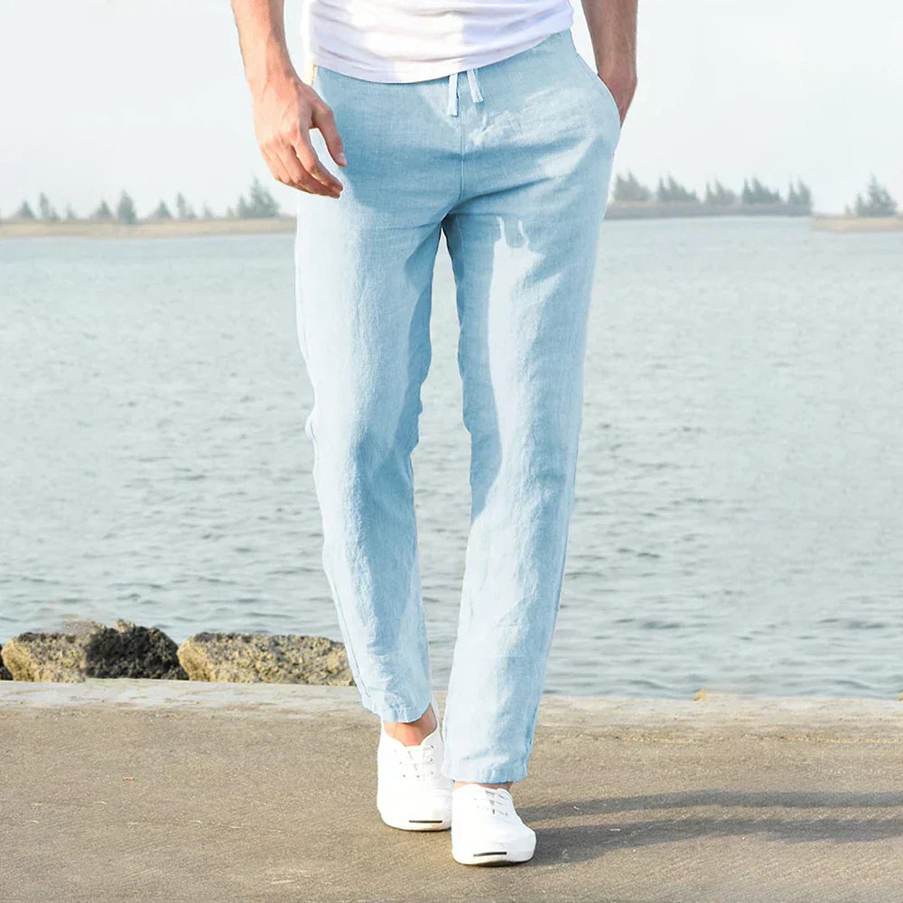 Men’s Linen Blend Drawstring Pants | Lightweight Comfort | Relaxed Tapered Fit