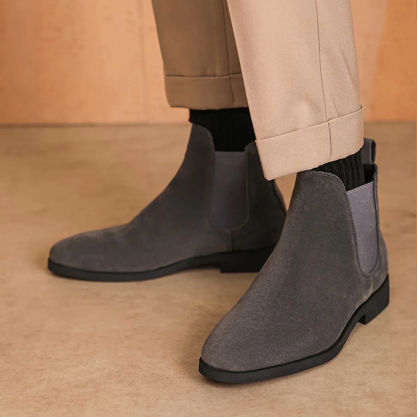 Men’s Chelsea Boots | Suede-Style Ankle Boot | Elastic Panel Slip-On Footwear