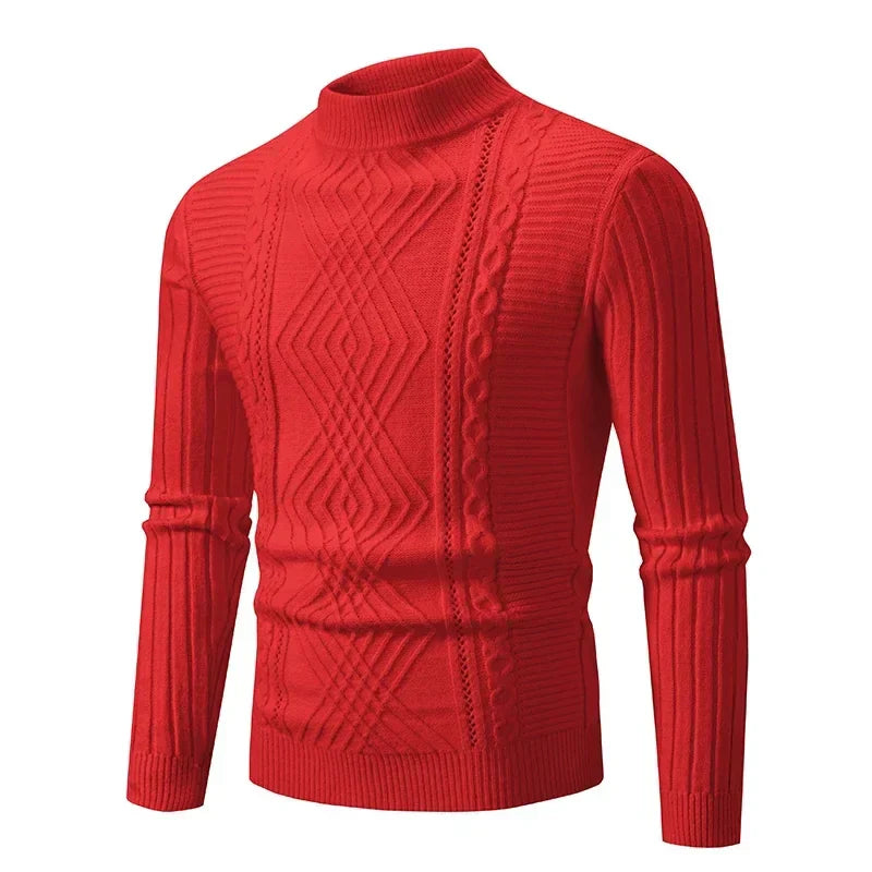 Cable Knit Turtleneck Sweater | Slim Fit with Textured Stitching