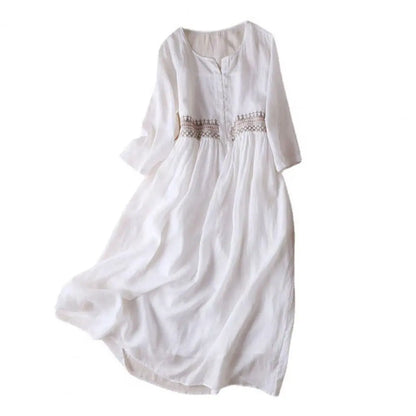 Boho Embroidered Midi Dress | Cotton Blend | Flowy Fit