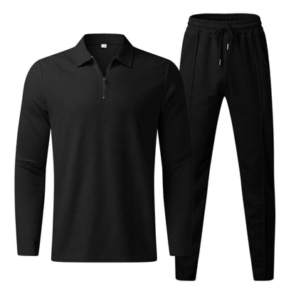 Men’s Waffle Knit Lounge Set | Zip Collar Pullover & Jogger Pants