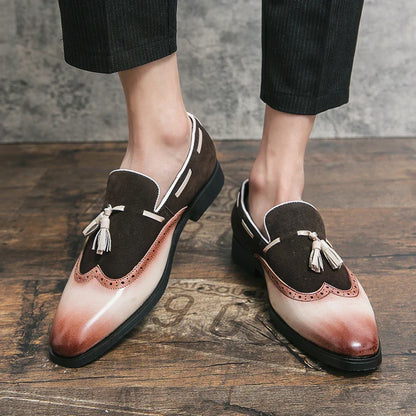 Men’s Tassel Loafers | Two-Tone Wingtip | Classic Leather Slip-Ons