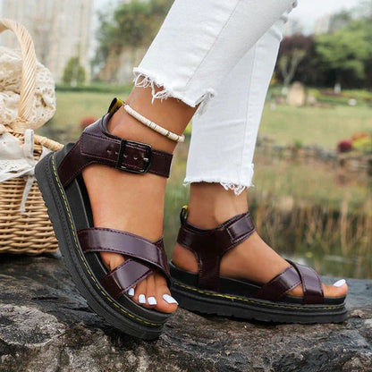 Chunky Platform Sandals | Criss-Cross Strap | Everyday Comfort Grip