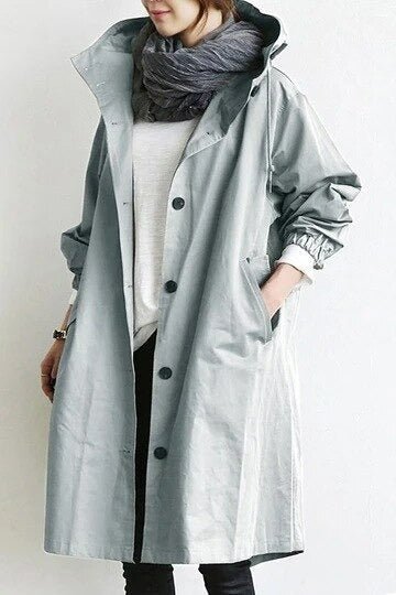 Relaxed Trench Coat | Lightweight Layering Jacket | Button-Front with Pockets