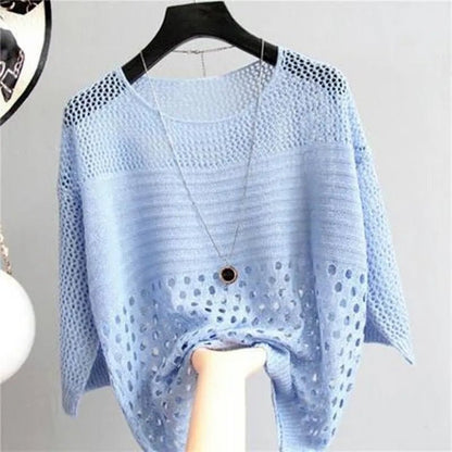 Ice Silk Knit Cover-Up | Lightweight Hollow Knit with Relaxed Drape