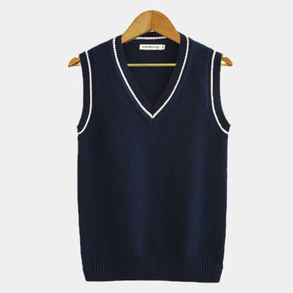 Sleeveless Cable Knit Vest | V-Neck Pullover | Preppy Layered Sweater