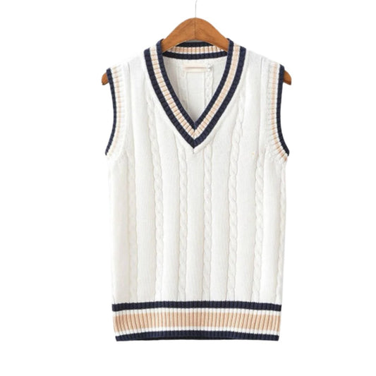Sleeveless Cable Knit Vest | V-Neck Pullover | Preppy Layered Sweater
