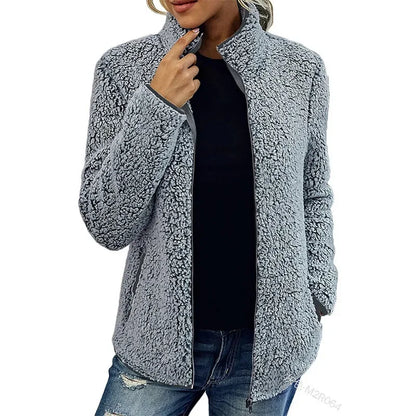 Zip-Up Sherpa Fleece Jacket | Warm Textured Design | High Collar | Cozy Everyday Layer