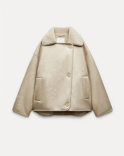 Oversized Faux Shearling Jacket | Warm & Stylish | Leather Look | Winter Essential