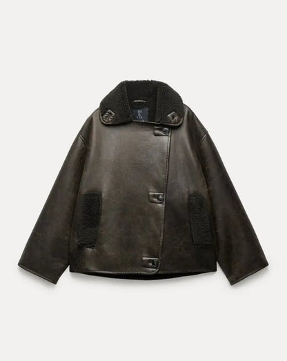 Oversized Faux Shearling Jacket | Warm & Stylish | Leather Look | Winter Essential