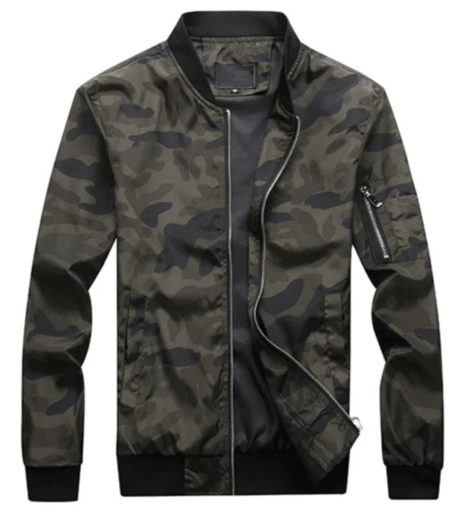 Camo Bomber Jacket | Lightweight Zip-Up | Urban Streetwear Layer