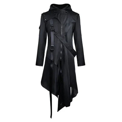 Men’s Asymmetrical Hooded Trench Coat | Gothic Longline Design | Fall Outerwear Layer