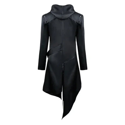 Men’s Asymmetrical Hooded Trench Coat | Gothic Longline Design | Fall Outerwear Layer