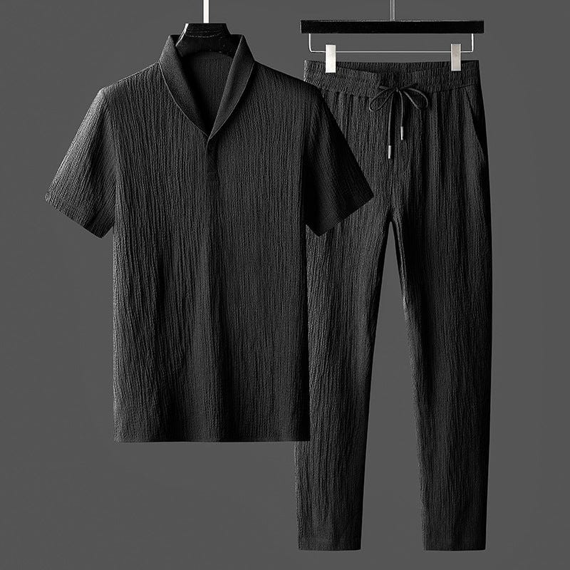 Men’s Textured Lounge Set | Short-Sleeve Shirt & Jogger Pants | Modern Loungewear Essential