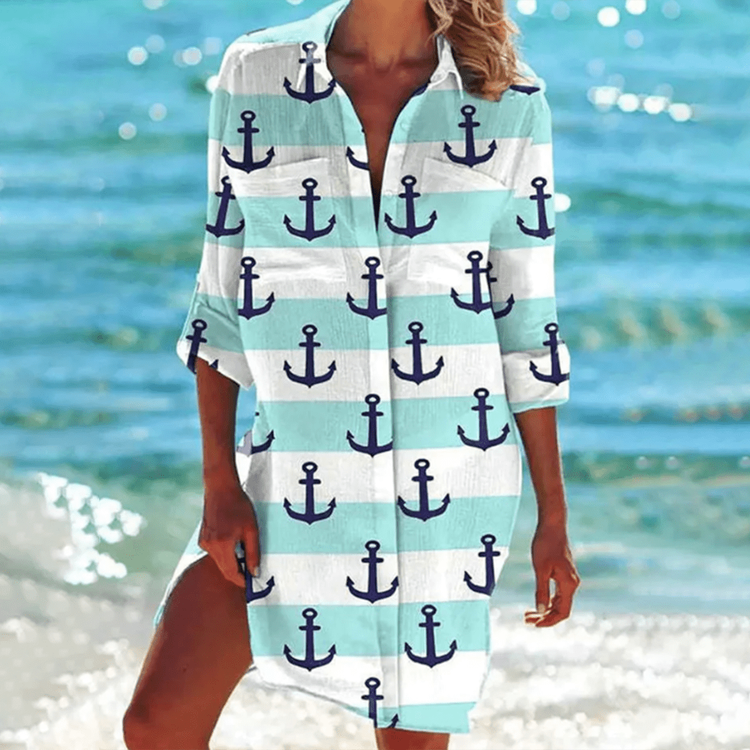 Tropical Print Shirt Dress | Button-Down | Lightweight Beach Cover-Up