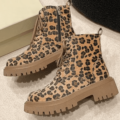 Leopard Print Lace-Up Boots | Chunky Sole | Bold & Stylish
