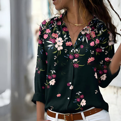 Mixed Polka Dot Button-Up Shirt | Graphic Patchwork Print | Lightweight Drape
