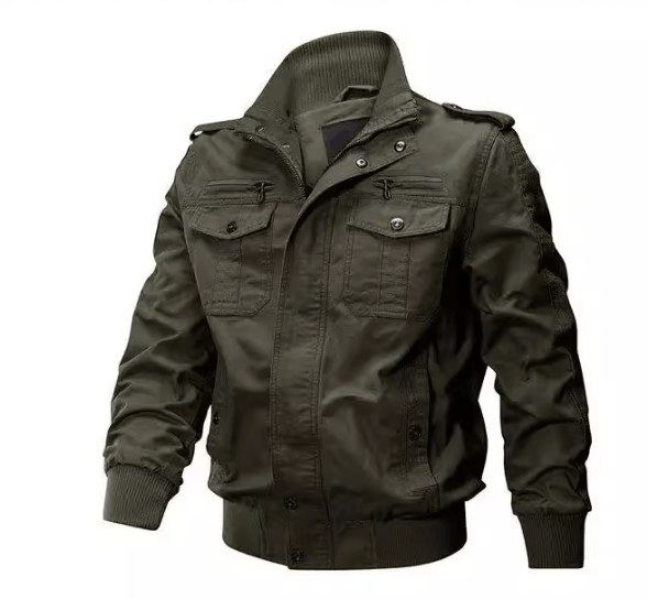 Men's Military-Style Bomber Jacket | Durable Cotton Blend | Casual Utility Design