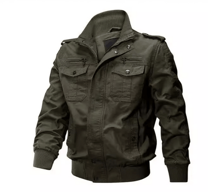 Men's Military-Style Bomber Jacket | Durable Cotton Blend | Casual Utility Design