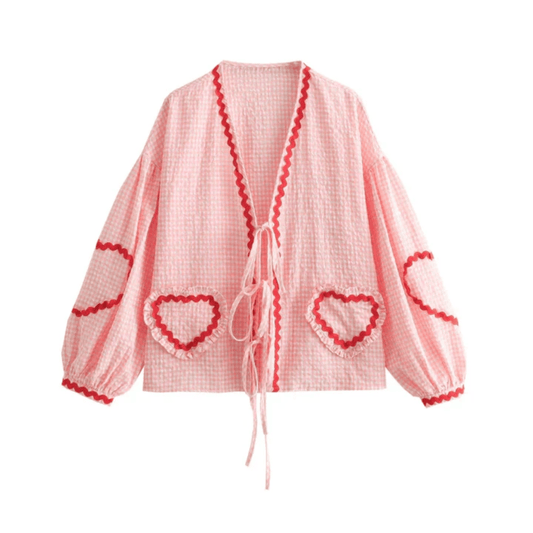 Whimsical Knit Cardigan | Heart Detail | Relaxed Fit