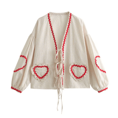 Whimsical Knit Cardigan | Heart Detail | Relaxed Fit