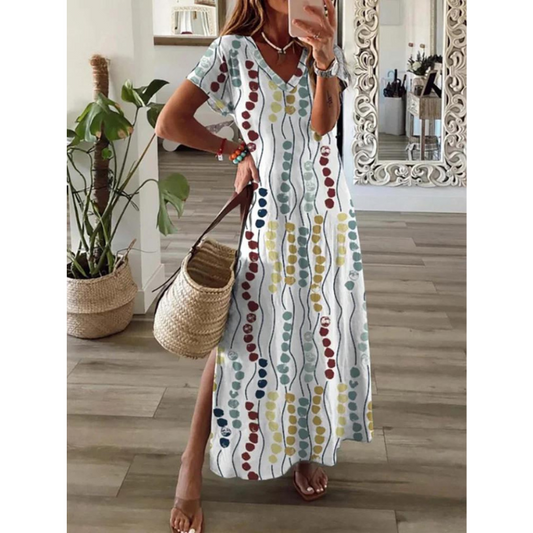 Boho Maxi Dress | Lightweight Mandala Print | Relaxed Fit V-Neck