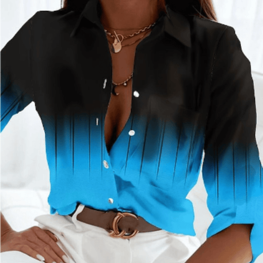 Geometric Print Button-Up Blouse | Modern Fit | Lightweight Fabric