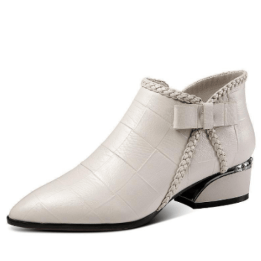 Textured Ankle Boots | PU Leather | Side Zip & Buckle Detail