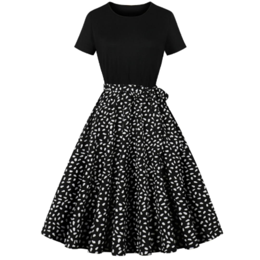 Fit-and-Flare Floral Midi Dress | Short Sleeve Cotton Blend | Tie Waist
