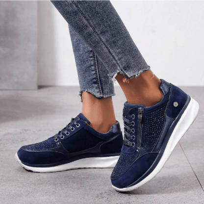 Platform Sneakers | Glitter Detail | Zip-Side Accent