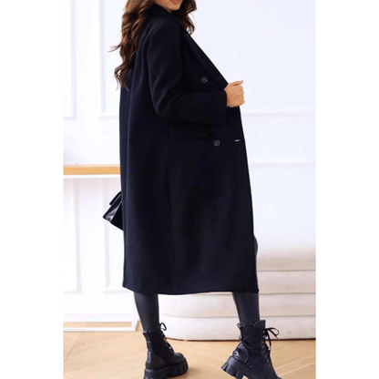 Double-Breasted Long Coat | Tailored Statement Outerwear for Women