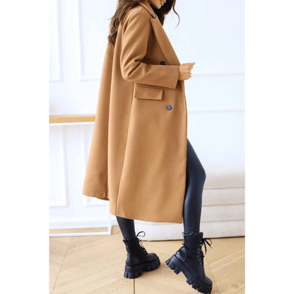 Double-Breasted Long Coat | Tailored Statement Outerwear for Women