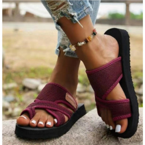 Comfort Slip-On Sandals | Criss-Cross Mesh Straps | Cushioned Sole