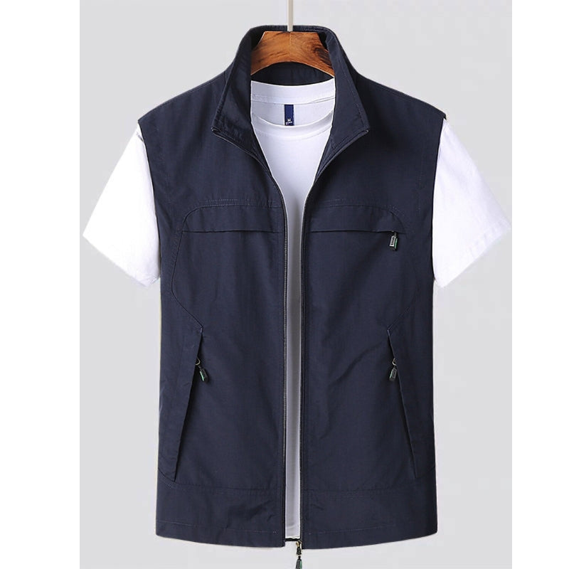 Men's Lightweight Utility Vest | Zip-Up Travel Layer | Multi-Pocket Design