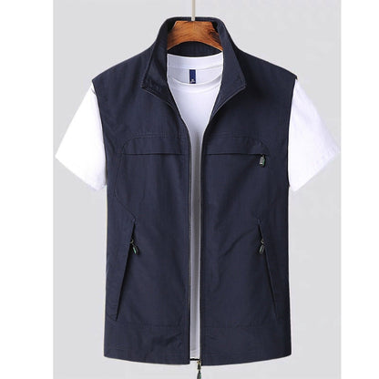 Men's Lightweight Utility Vest | Zip-Up Travel Layer | Multi-Pocket Design