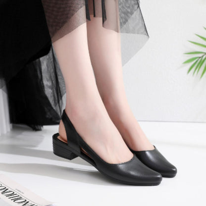 Low Block Heel Slingback Shoes | Square Toe | Vegan Leather Pumps