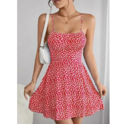 Floral Spaghetti Strap Mini Dress | Fitted Bodice & Flared Skirt | Summer Casual Look